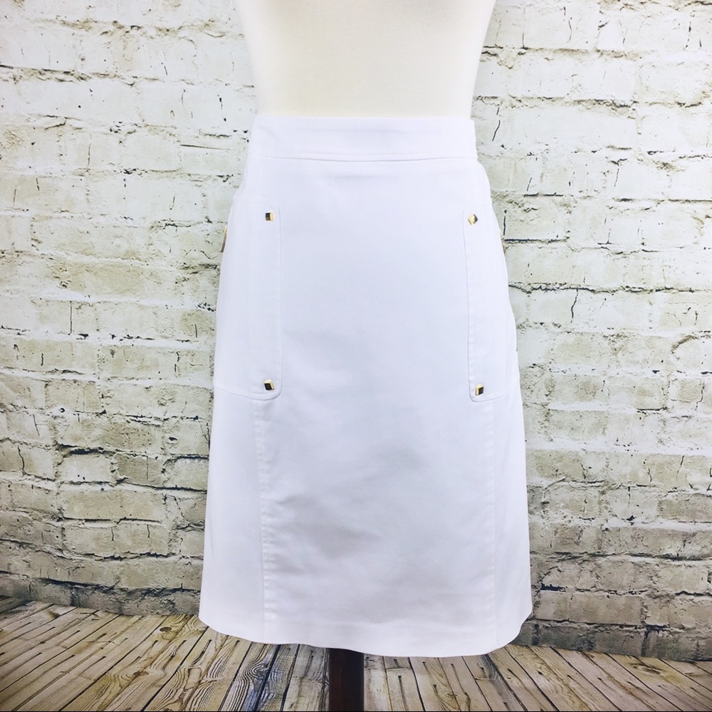 Calvin Klein White Pencil Skirt (Size 14)